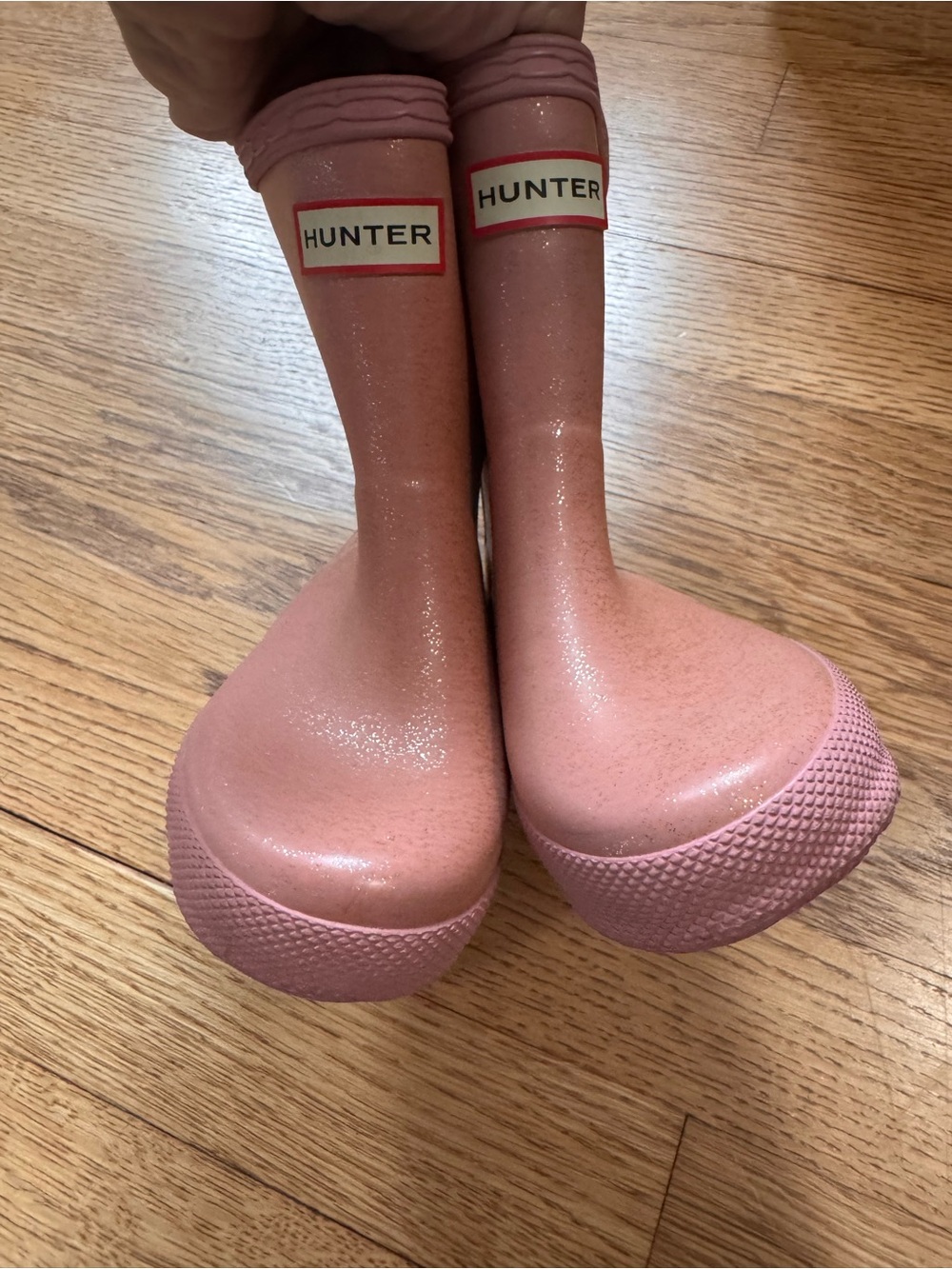Hunter Kids Pink Glitter Rain Boots